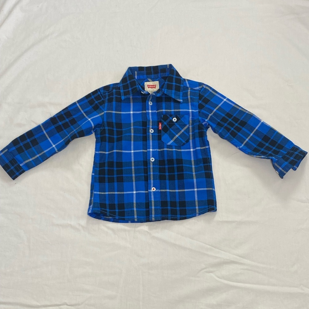 Levis Blue and Black Plaid Shirt Toddlers Size 24 Months